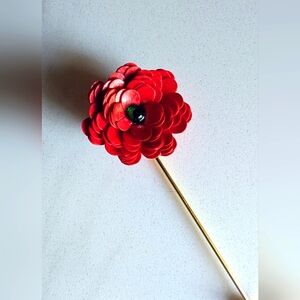 **SOLD ** Red Paper Flower Lapel Pin
